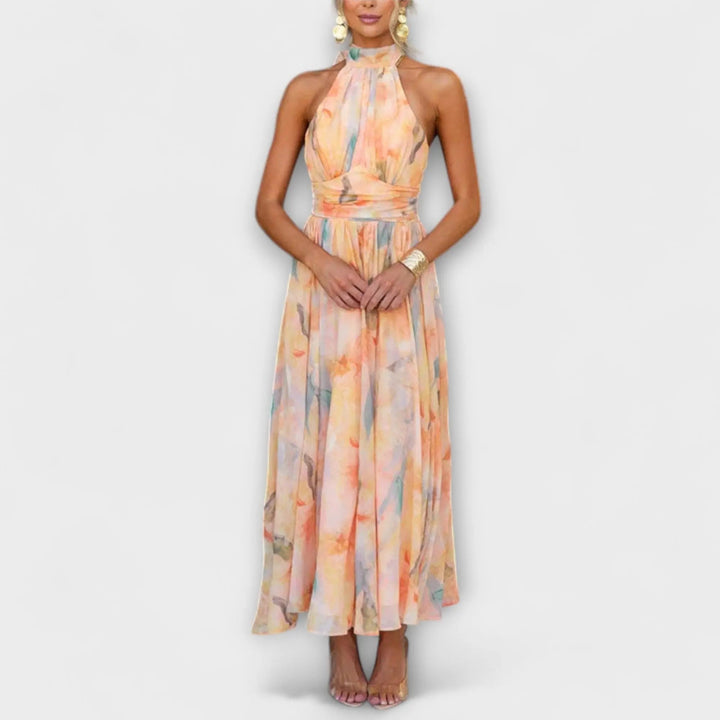 Sera™ Maxi-jurk met Halterkraag en Boheems Patroon