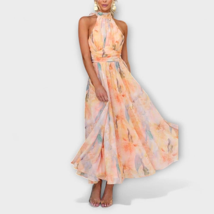 Sera™ Maxi-jurk met Halterkraag en Boheems Patroon