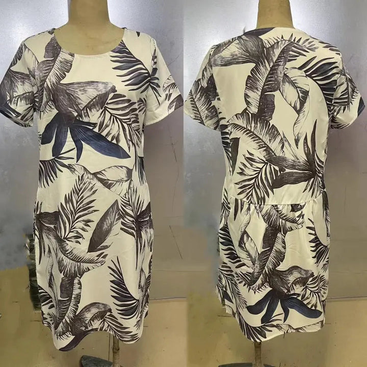 Zirella™ jurk met ronde hals en botanische print