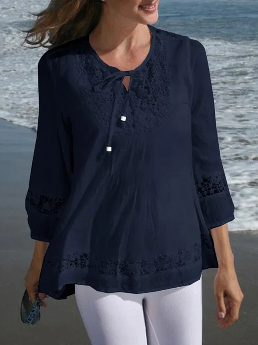 Cavelle™ Shirt met Kanten Mouwen