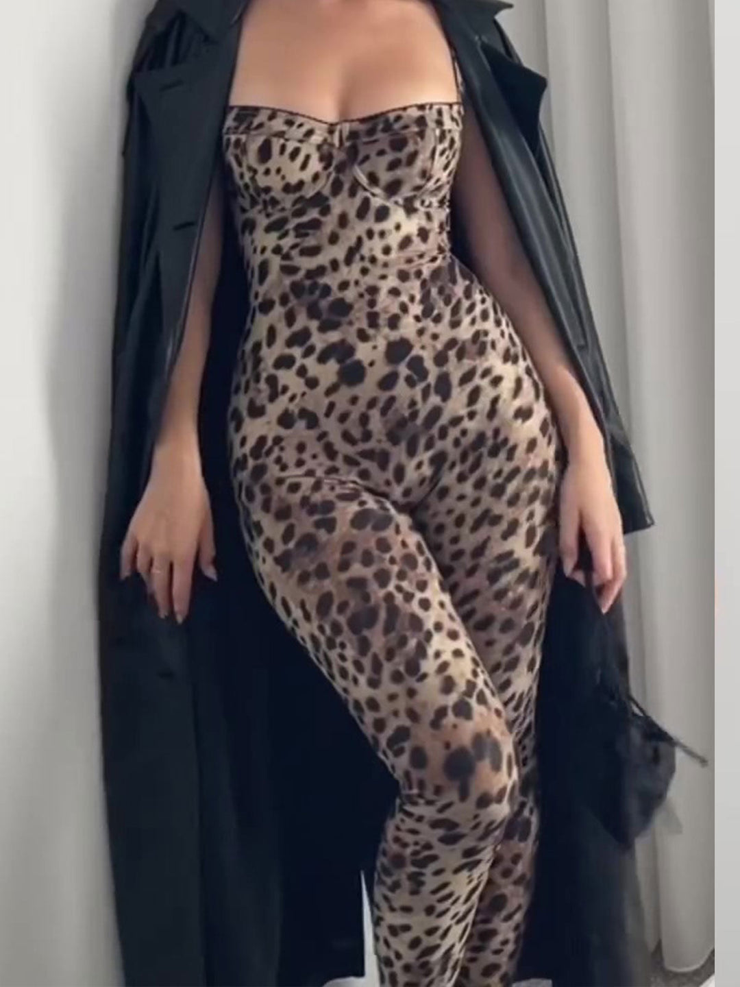 Mia™ Modieuze Mouwloze Luipaard Jumpsuit