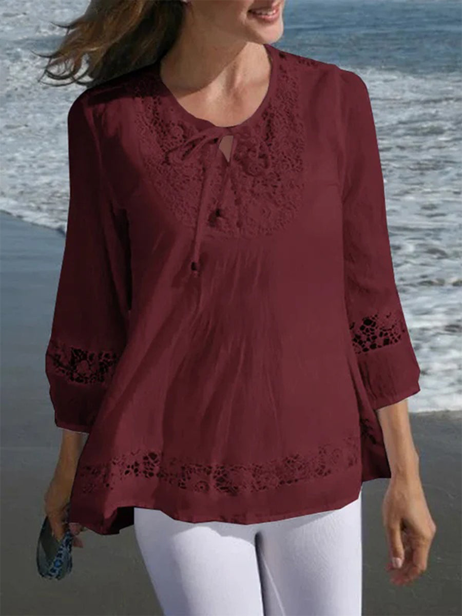 Cavelle™ Shirt met Kanten Mouwen