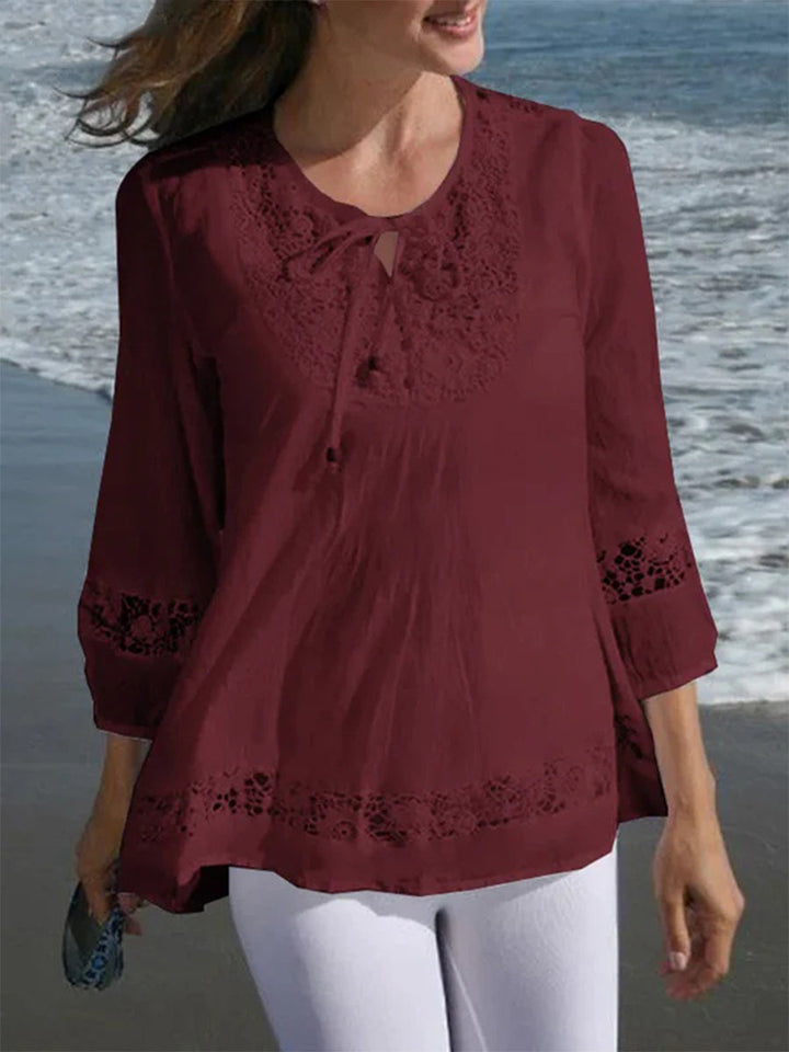 Cavelle™ Shirt met Kanten Mouwen