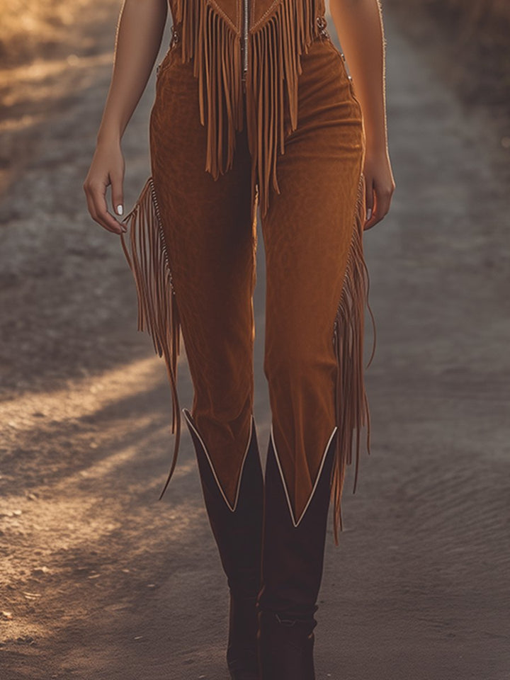 Westira™ Fringe Jumpsuit met rits