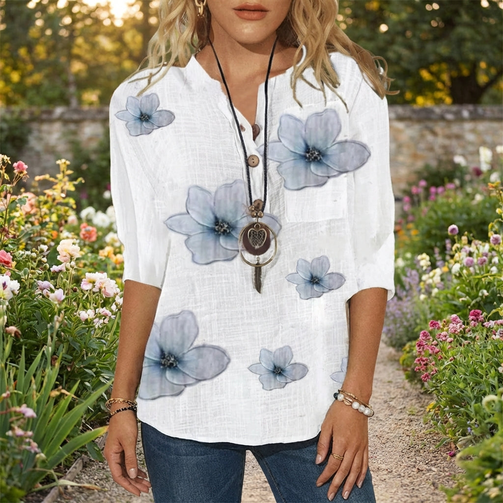 Floria™ Blouse met Print en Knopen