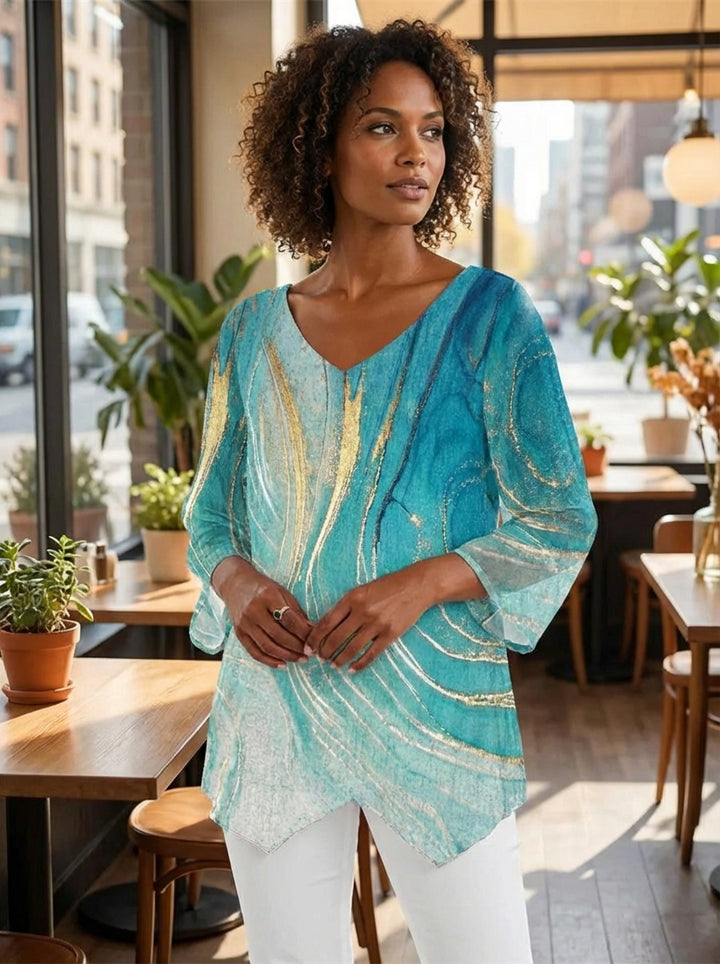 Turiel™ Asymmetrische V-hals Blouse
