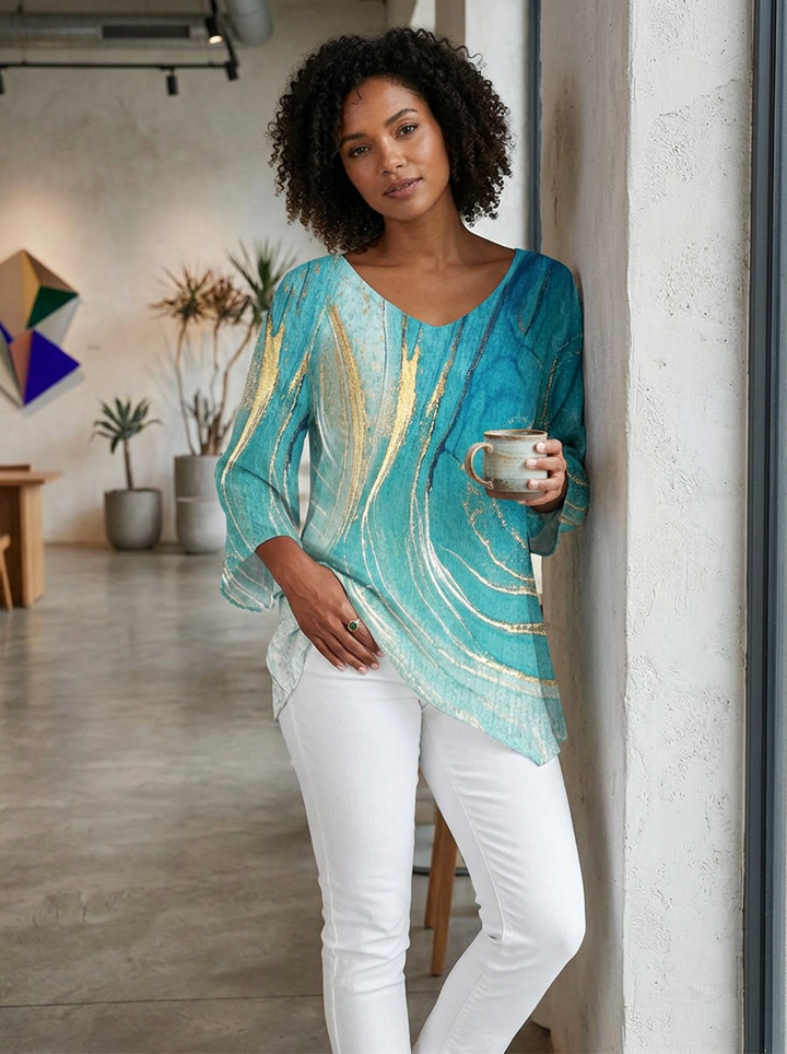 Turiel™ Asymmetrische V-hals Blouse