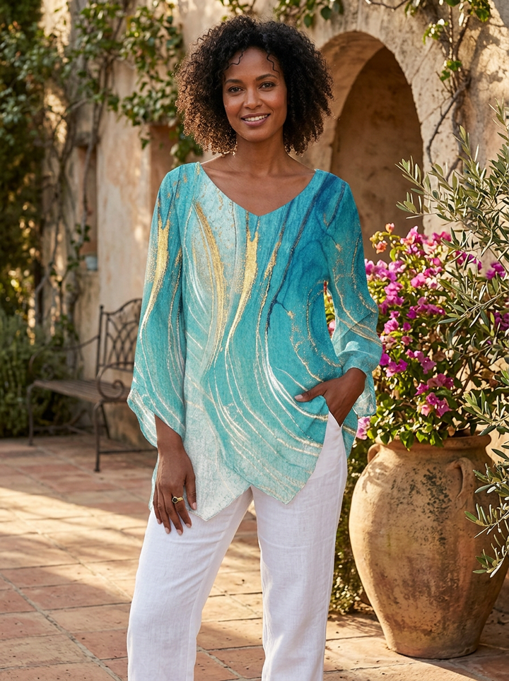Turiel™ Asymmetrische V-hals Blouse